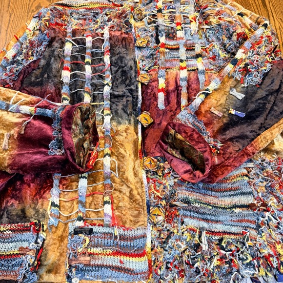 Sandy Starkman Wearable Art Jacket Velvet Wood Button Size 2XL Multi Color Rare - Picture 5 of 11